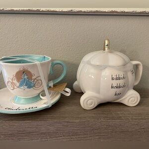 Cinderella tea cup and saucer and Cinderella carriage mug bundle.